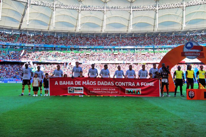 Final do campeonato baiano na Arena Fonte Nova apoia programa Bahia Sem Fome e arrecada alimentos