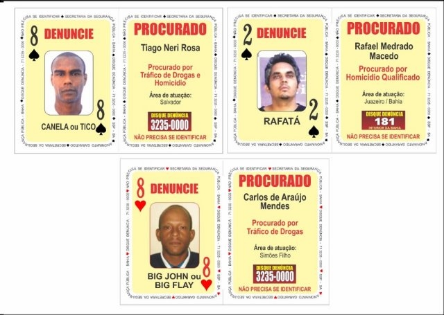 'Baralho do Crime' é atualizado e três procurados pela polícia na Bahia são adicionados ao catálogo