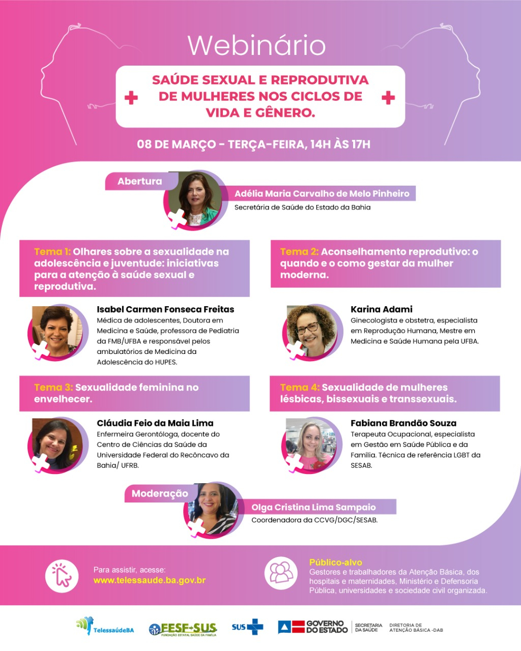 Dia Internacional da Mulher: Sesab promove webnário sobre a saúde sexual e reprodutiva na população feminina