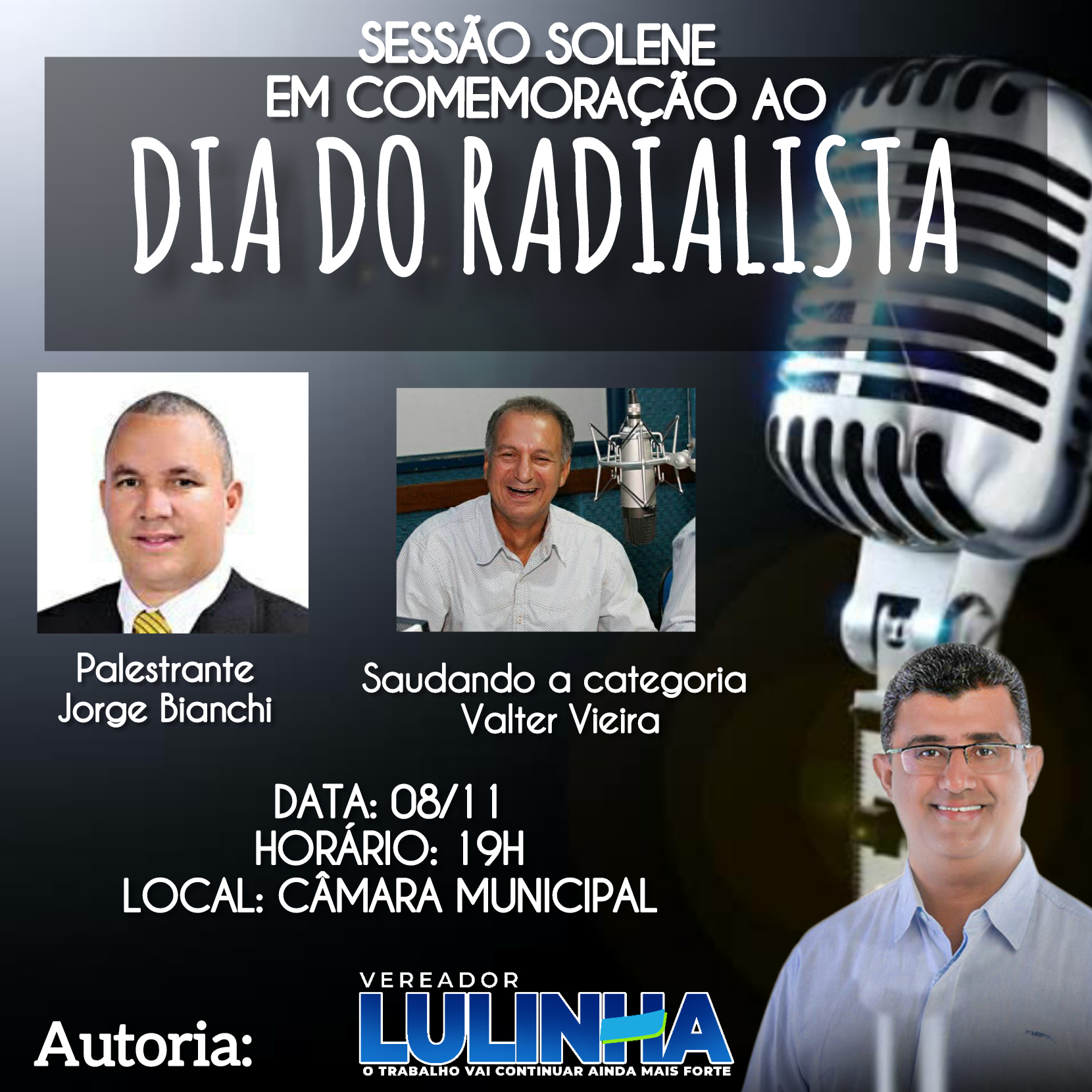 DIA DO RADIALISTA SERÁ COMEMORADO EM SOLENIDADE NA CÂMARA MUNICIPAL