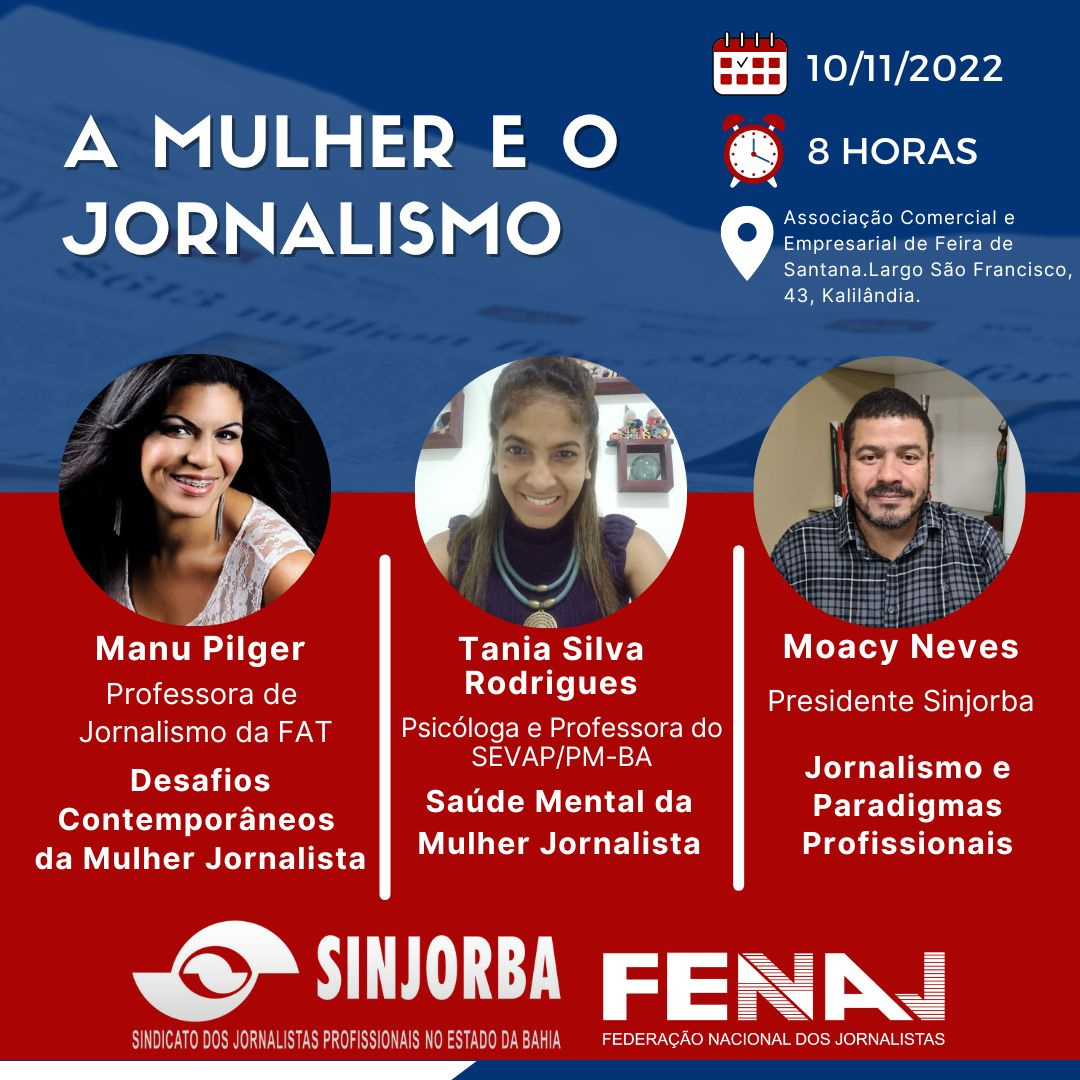 Evento sobre a atuação da mulher no jornalismo acontece nesta quinta-feira (10)