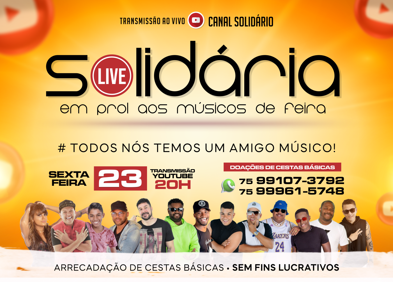 Músicos de Feira de Santana se unem em ‘LIVE SOLIDÁRIA’ próximo dia 23 de abril