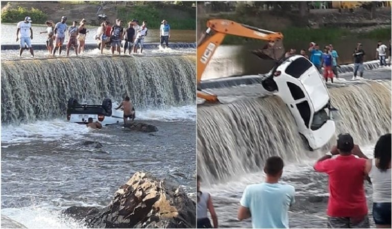 Nordestina: Motorista perde o controle de carro e cai dentro de barragem