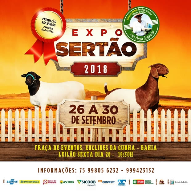 Expo Sertão 2018 acontece de 26 a 30 setembro em Euclides da Cunha