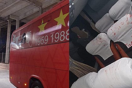 Ônibus do Bahia é atingido por bomba; Danilo Fernandes fica ferido