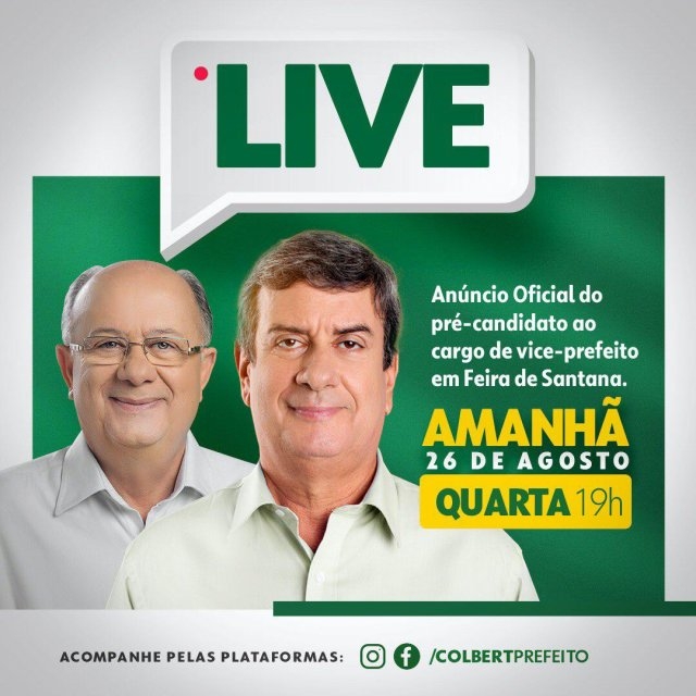 Pré-candidato a vice na chapa de Colbert será anunciado nesta quarta