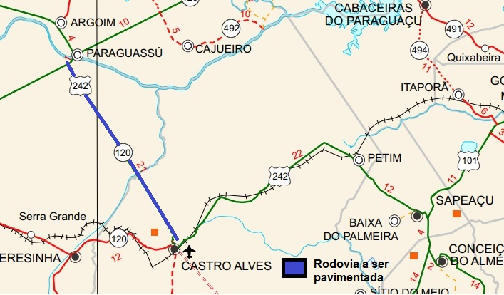 Rodovia entre Castro Alves e o entroncamento da BR-116 será pavimentada